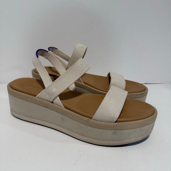 Rothy's Women's Lightweight Wedge Sandal Platform Strappy Stretch Cream 10 - Picture 1 of 7